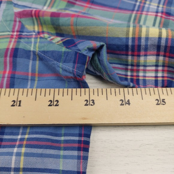Ralph Lauren Shirt Madras Plaid Button Down Mens Large Blue Multi Classic Fit - Picture 6 of 7